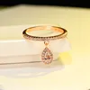 Female Luxury Water Drop Pendant White Zircon Rings For Women Yellow Gold/White Gold/Rose Gold Filled Crystal Ring Boho Jewelry 6