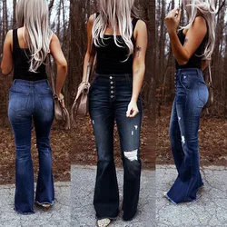 Women High Waist Flared Jeans Sexy Vintage Y2K Denim Pants Streetwear  Harajuku Stretch Capris Female Fashion Joggers Trousers