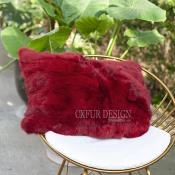 

CX-D-13G Handmade Warm & Soft Furry Patchwork Fur Pillows Cases Cover Real Rabbit Fur Pillow Case