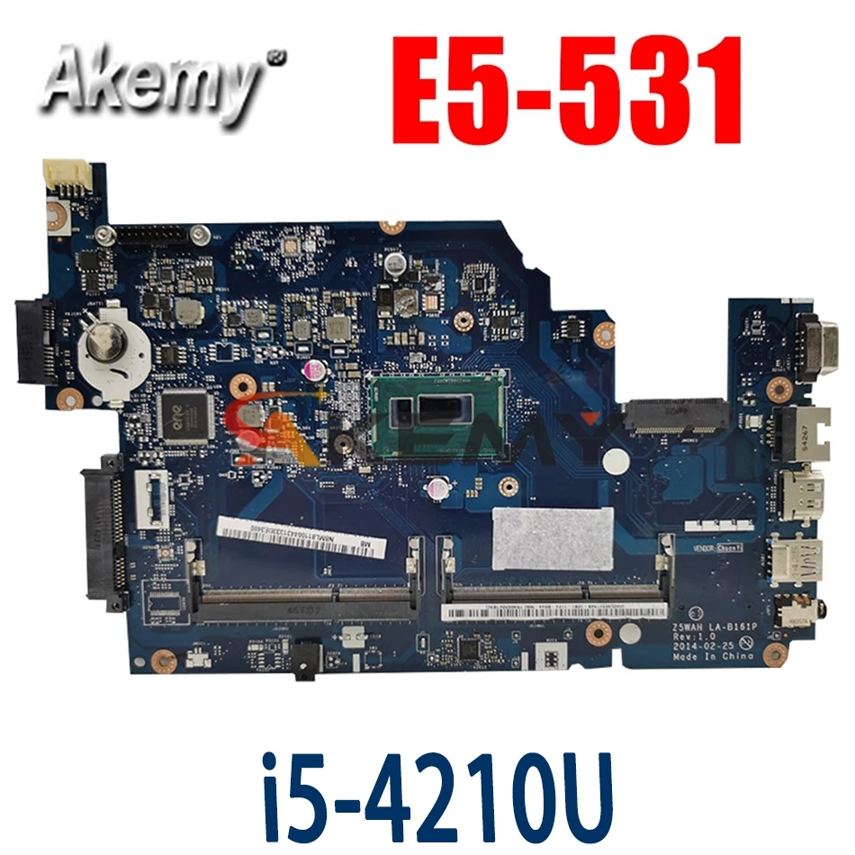 Материнская плата для ноутбука Akemy ACER Aspire E5-531 i5-4210U системная LA-B161P SR1EF DDR3 |