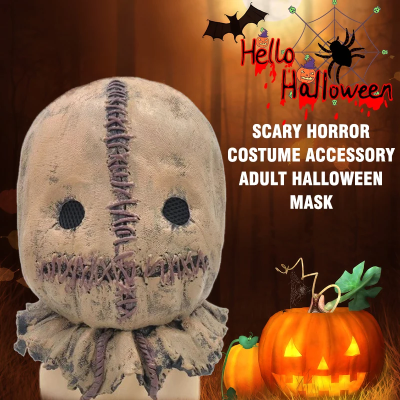

Cosplay Scarecrow Mask Scary Horror Costume Accessory Adult Halloween Latex Mask Props For Evening Party Make Up Play Gift Toy