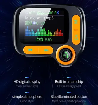 

Bluetooth 5.0 Car Kit Handsfree FM Transmitter AUX Audio Receiver Quick Charge QC3.0 Support TF Card / U Disk Playback