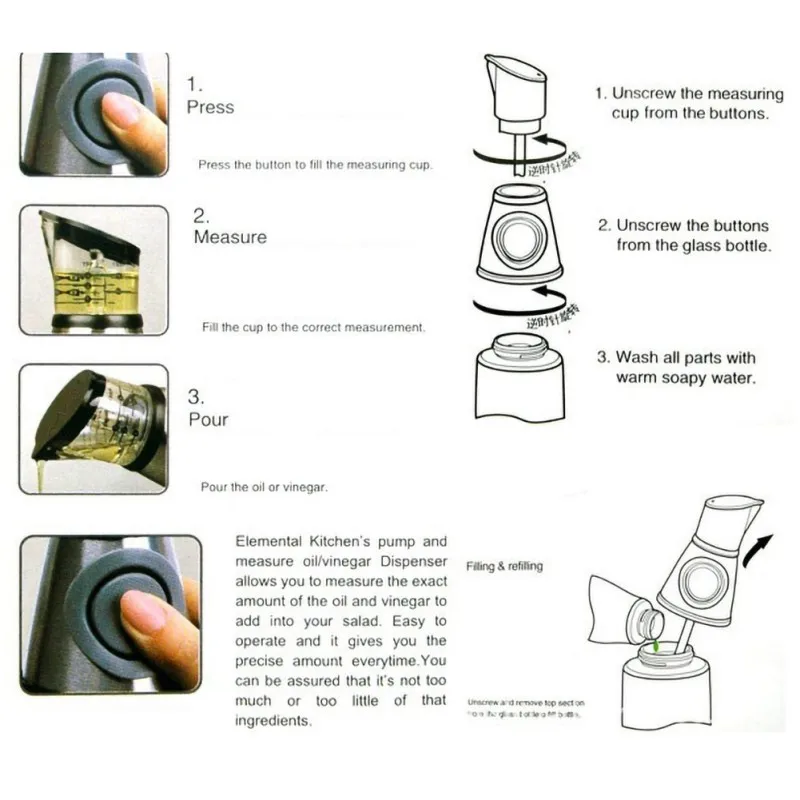 Пресс-тип Дозирующее масло бутылка масло, полезное для здоровья бутылка кухонная утварь измерение давления чайник чашка бытовые принадлежности