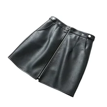 2020 early spring European and American style women's new wholesale high waist pocket zipper PU leather skirt high quality