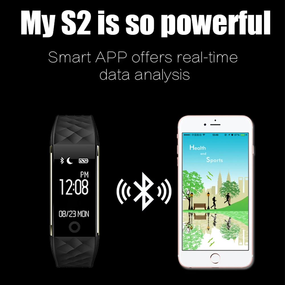 S2 Bluetooth Смарт-часы для женщин смарт-браслет для Android IOS iPhone мужчин сердце Tate монитор трекер сна smarttwrist