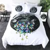 Moon Child Black by Pixie Cold Art Bedding Set White Fox Duvet Cover Galaxy Planet Bedclothes Animal Floral Home Textiles 3pcs 6