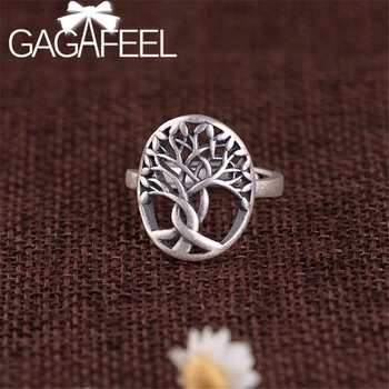 

GAGAFEEL S990 Silver Life Tree Ring Charms Wedding Jewelry Fashion Adjustable Finger Rings for Women Tree Open Ring