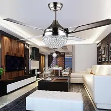 4" Кристалл Потолочный вентилятор светильник со светодиодный светильник наборы дистанционного управления 4 лезвия из нержавеющей стали современная люстра с подвесками светильник ing