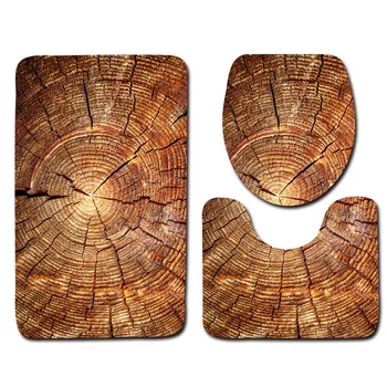 

Bathroom 3-Piece Set of Tree Pattern Toilet Mat 3-Piece Set Anti Slip Liner Foam Durable Cover Shower Carpets