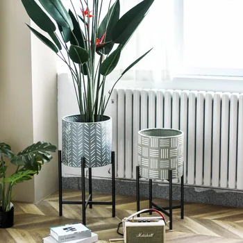 

Nordic wind iron soft decor planter pot cement imitation technology large simulation plant support flowerpot pots for plants