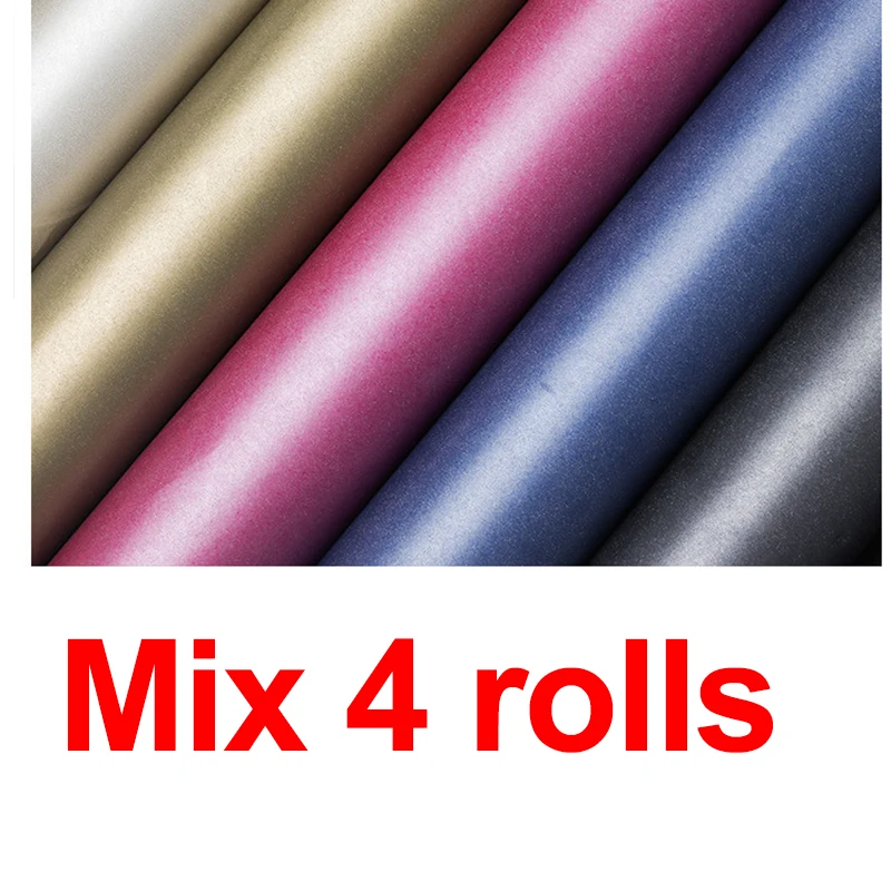Mix 4rolls 54 см* 11 ярдов перламутровая бумага цветы оберточная бумага подарочная упаковка для букета упаковка Рождественская оберточная бумага блестящая бумага - Color: Mix 4rolls