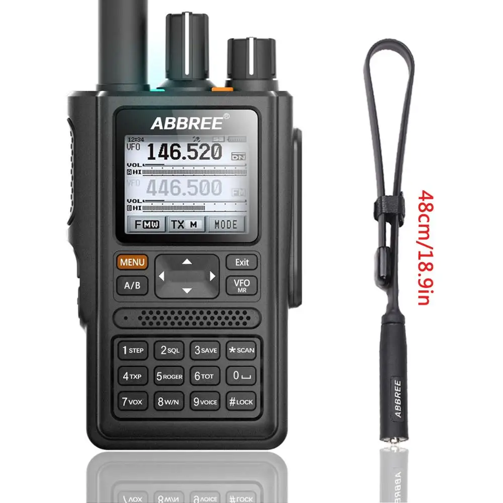 add tactical antenna ABBREE AR-F8 gps Высокая мощность рация все полосы(136-520 МГц) Частота/CTCSS обнаружения 1,77 lcd 999CH 10 км большой диапазон - Цвет: add tactical antenna