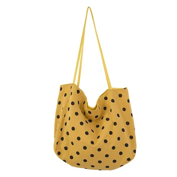 

Women Shoulder Bag Handbag Book Soft Fashion Vintage Printing Polka Dot Messenger Shopping Tote Pouch Beach Large Capacity