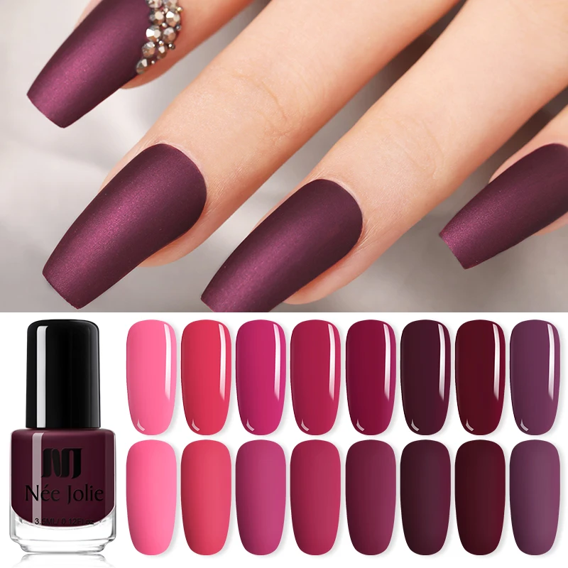 

NEE JOLIE 3.5ml Solid Color Nail Polish Lacquer Colorful Red Purple Pink Long Lasting Manicure Nail Art Varnish Decoration
