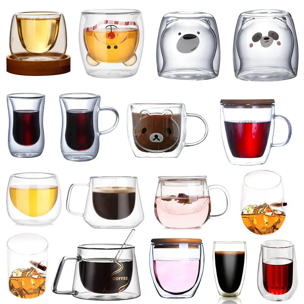 

Double Layers Glass Mug Borosilicate Heat Resistant Office cup Home Table Cups Heat Insulation Tea Milk Coffee Mugs