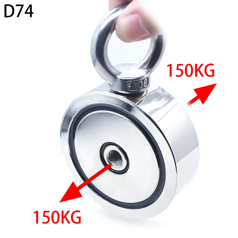 Forte Magnete Al Neodimio Doppio Lato Ricerca Magnete Gancio Super Potenza Salvataggio Pesca Magnetica D48Mm-D74Mm Stell Portabicchieri