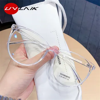 

UVLAIK Blue Light Blocking Computer Glasses Women Men Round Optical Eyewear Frame Transparent Spectacle Eyeglasses Frames