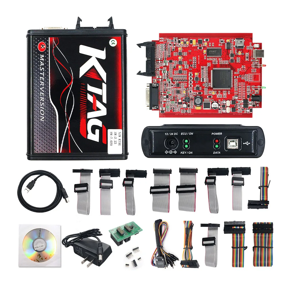 Kate Kess V2.47 ЕС красный V5.017 Kess V2 OBD2 менеджер Тюнинг Комплект KTAG V7.020 4 светодиодный Kess 5,017 K-TAG V2.25 ECU Программатор инструмент