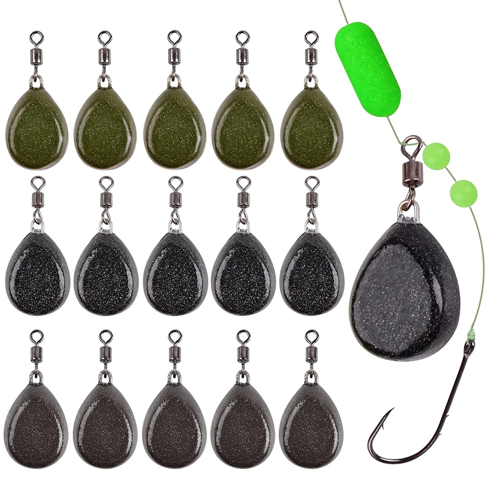 10PcsCarpFishingWeights2OZCoatingPearFlatSinkerWeightwith