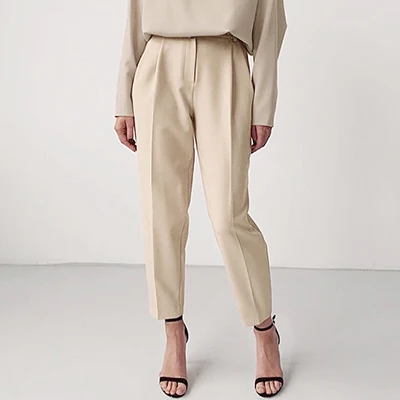 Khaki Pants Mnealways18 винтажные брюки цвета хаки на молнии женские офисные брюки с высокой талией женские коричневые брюки рабочая одежда брюки с эластичной резинкой на талии - Цвет: Khaki Pants