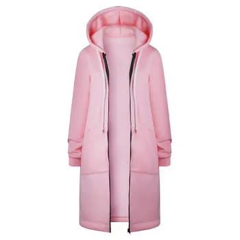 

2019 Women Autumn Winter Hooded Coat Long Cardigan Solid Color Fall Warm Thick Poncho Female Zipper Fashion Affordable Personal