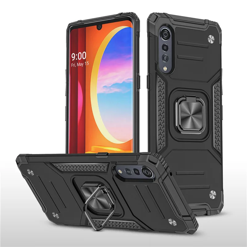 phone card case Shockproof Case For LG Velvet 5G 4G Luxury Bumper Armor Case LG Velvet Ring 360 Protect Back Cover for LG Velvet Stand Fundas phone pouches