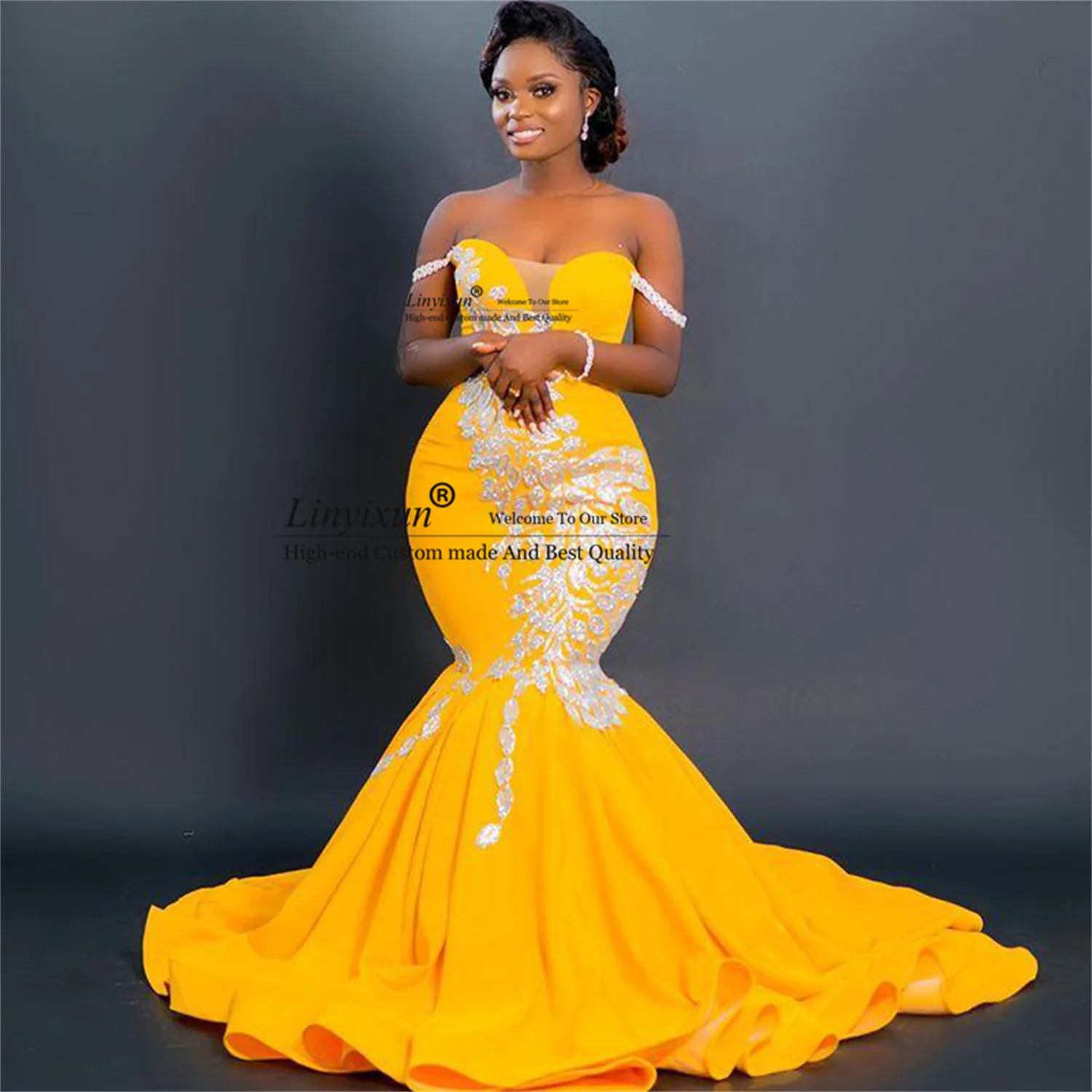 Yellow Mermaid Prom Couple Yellow And Black Formal Dress One Shoulder Mermaid Dress Yellow Elegant Prom Yellow Mermaid Prom Couple Yellow And Black Formal Dress One Shoulder Mermaid Dress Yellow Elegant Prom