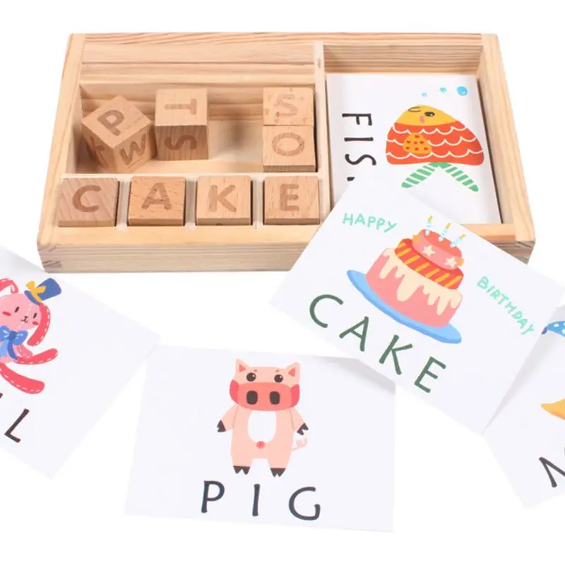 

Baby Wooden Toy Spelling English Word Game Building Blocks Letters Kids Gift