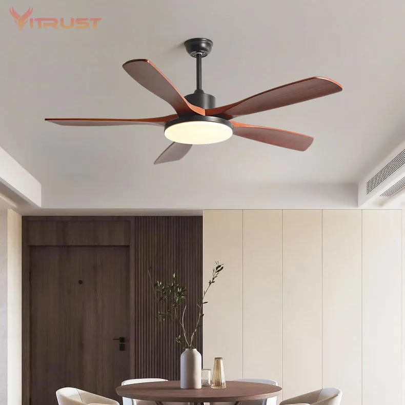 Strong Wind Ceiling Fan with Bright LED Light Fashion Wooden Ceiling Fan for Indoor Outdoor