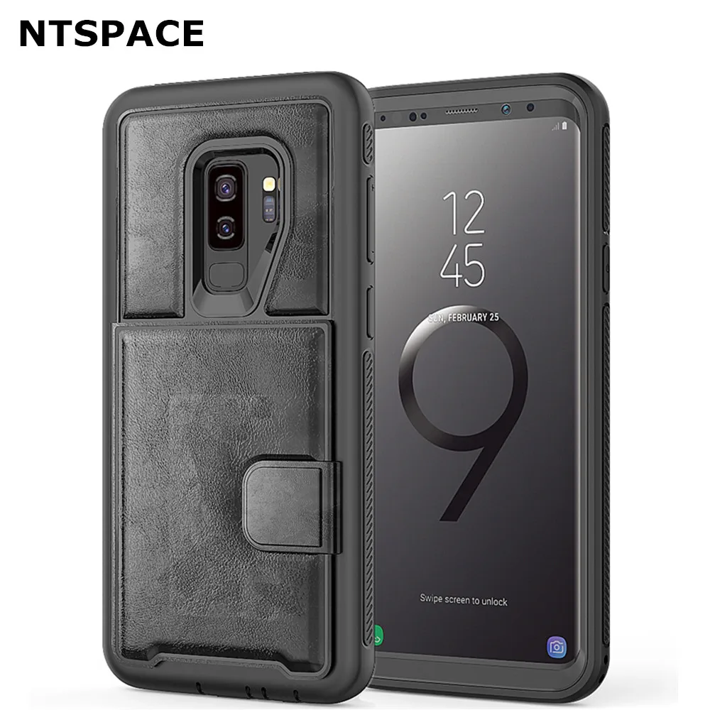 Гибридный Силиконовый бампер, мягкий чехол для samsung Galaxy S9 Plus, магнитный держатель, слоты, ретро кожаный чехол для samsung Note 9, чехол