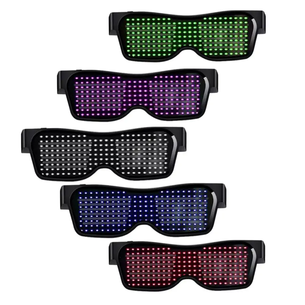 New DIY App Control Multi-lingual Quick Flash Led Party Luminous Glasses USB Charge Christmas Concert Light Toys Glow Sunglasses