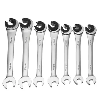 

8-14 mm Tubing Flex Head Ratcheting Wrenches Set Gear Tube Wrench Ring Wrench Set for Car Repair Oil Wrenches Spanner Tools