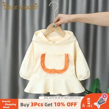 

Bear Leader Baby Girls Long Sleeve Princess Dress with Hat Kids Autumn Casual Ruffles Cute Dress 6-24M Children Fashion Clothes