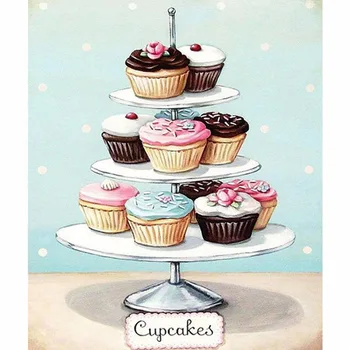 

DIY Diamond Paintings Sweet Cupcakes Embroidery Mosaic Paste Cross Stitch Wall Art Home Kitchen Decorations Handmade Crafts Gift