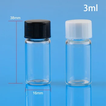 

10Pcs 3ml Small Glass bottle with screw cap empty glass vials Black lid Candy tiny jar gift Storage bottle