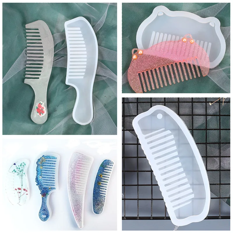 Silicone Mold Comb Casting DIY Jewelry Resin Mould Handcraft Epoxy Accessories For Creative Fashion Craft Supplies Clear Base diy tray silicone resin mold oval shaped jewelry making molds clear epoxy resin casting mold for diy jewelry container dropship