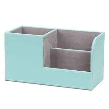 

Multi-function Leather Desk Stationery Organizer Pen Pencil Holder Business Cards Stand Remote Control Storage Box