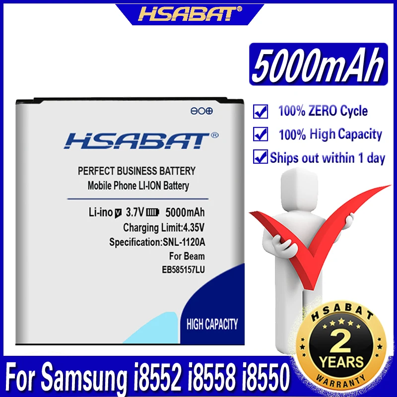 Аккумулятор HSABAT EB585157LU 100% новый аккумулятор 5000 мАч для Samsung Galaxy beam Win i8552 i8558 i8550 i869