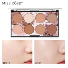 MISS ROSE 8-цвет стойкий Макияж для жирной кожи макияж пудра из водонепроницаемого материала для ремонта емкость, чтобы украсить консилер основа
