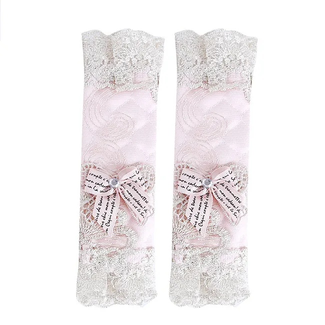 Pink short 1 пара кружева цветок горошек дверь/крышка ручки холодильника Практичная ручка для двери ручка крышка двойной двери холодильник перчатки - Цвет: Pink short