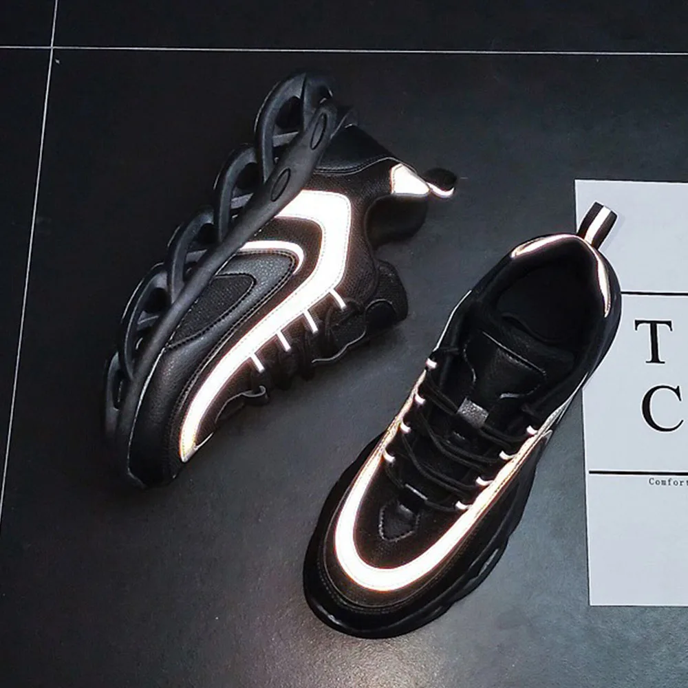 

Comfortable Man Casual Shoes Outdoor Non-slip Breathable Luminous Reflective Fashion Sneakers Thick bottom shoes A56-94