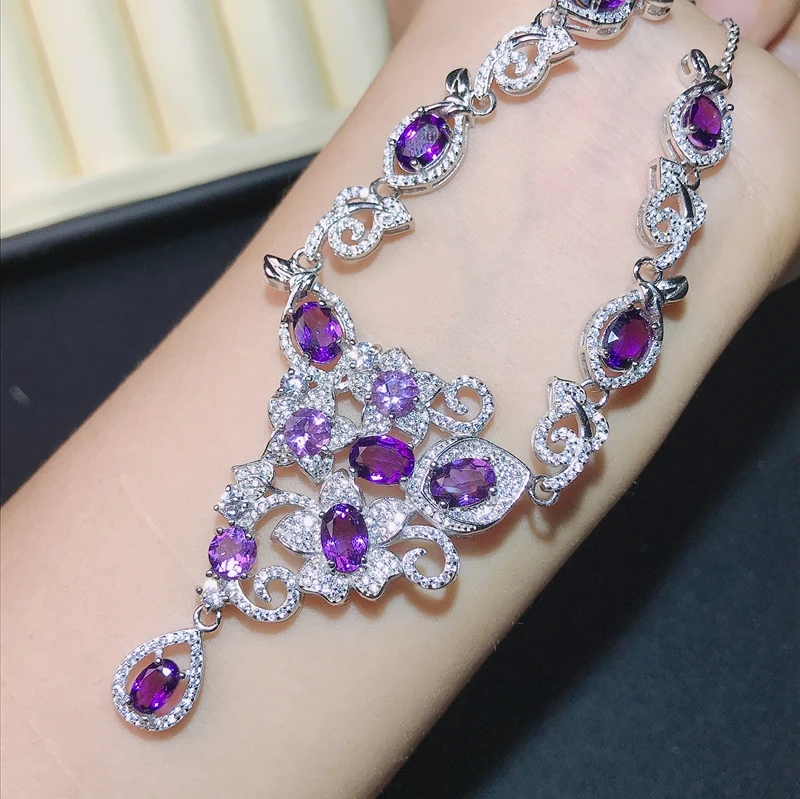 Deluxe Amethyst Necklace 925 Pure Silver Customization Seiko Production Hot Selling Style Wholesale Price | Украшения и