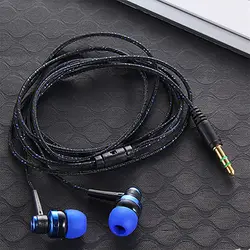 1Pc 3.5mm High Quality Wired Earphone Stereo In-Ear Nylon Weave Cable Earphone Headset With Mic For Laptop Smartphone Gifts