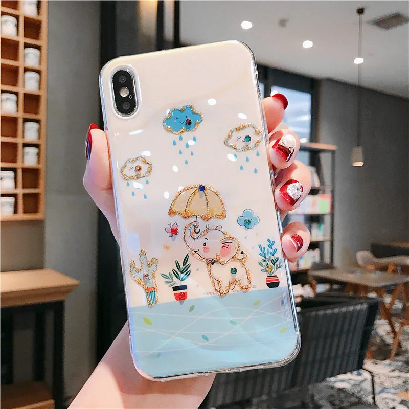 Милые голубые легкие мягкие чехлы со слоном для huawei P30Lite P20 mate 20 Pro Honor V20 20Pro 20i 9X Pro Nova 3 3i 4 5 5i задняя крышка
