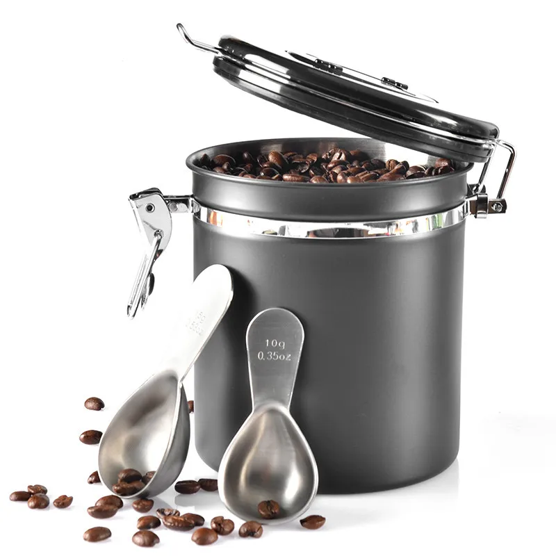 

Stainless Steel Sealed Can Coffee Bean Storage Tank with Vent Valve Tea Tank Storage Milk Powder Tank Breathing Tank