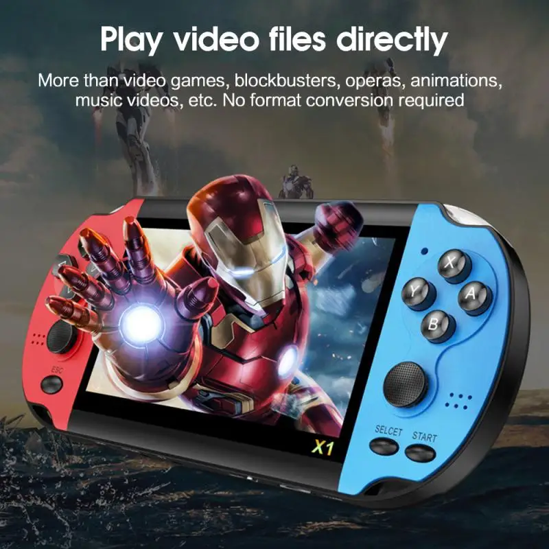 X1 4.3-inch Handheld Game Console Built-in 10000 Games Video Game Consoles 4.3-inch Classic Dual-Shake Consolas De Videojuegos