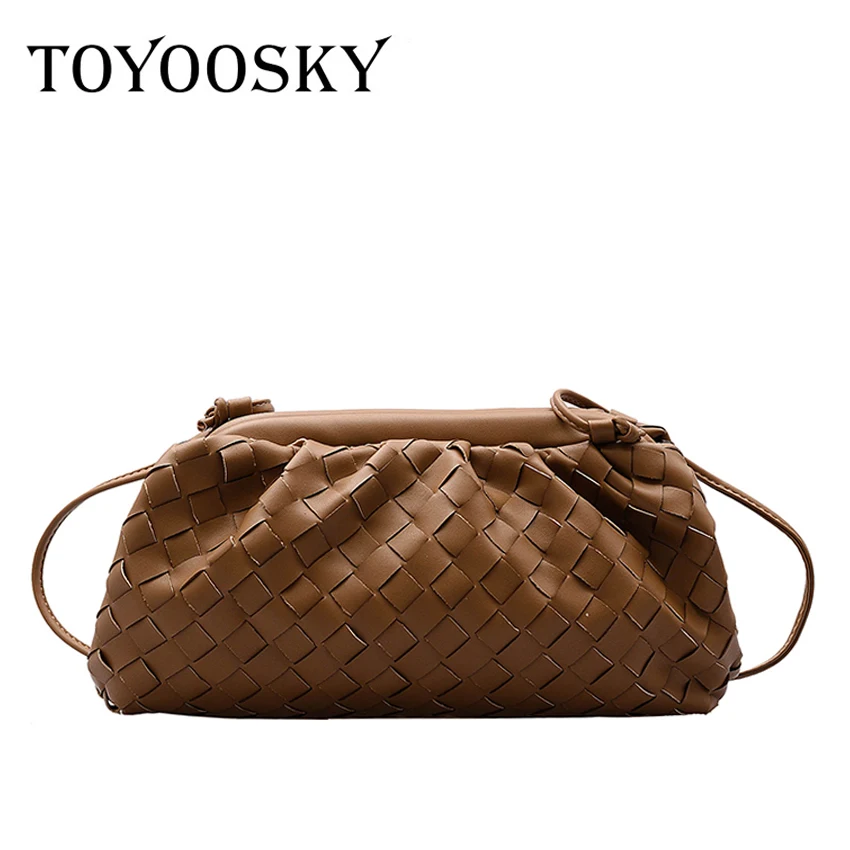 TOYOOSKY Brand Cloud Bag Women Luxury Soft Leather Dumpling Shoulder Crossbody Bags Large Capacity Weaving Clutch Purse