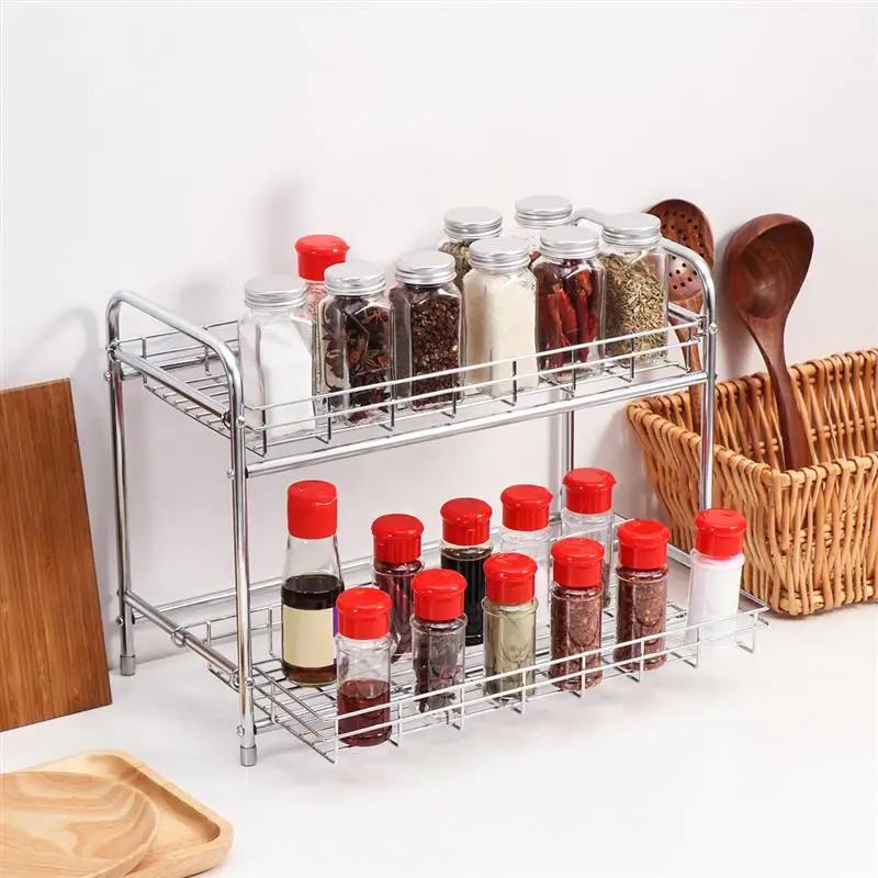 Bestonzon 1pc 2 Tier Kitchen Spice Rack Countertop Storage