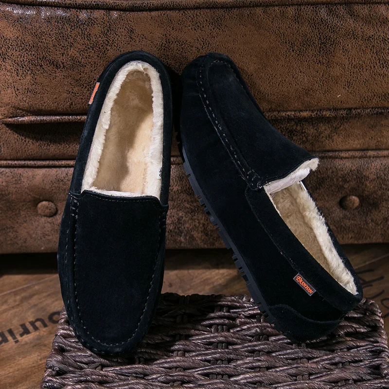 Leather Loafers Mens Casual Boat Shoes Moccasins Male Footwear Winter Flats Boots Slip on Leather Shoes Man Adult Luxury