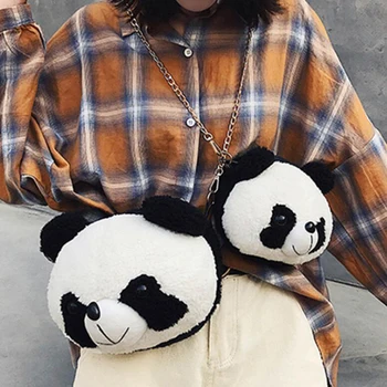 

Cute Panda Plush Chains shoulder bag messenger bag plush toys